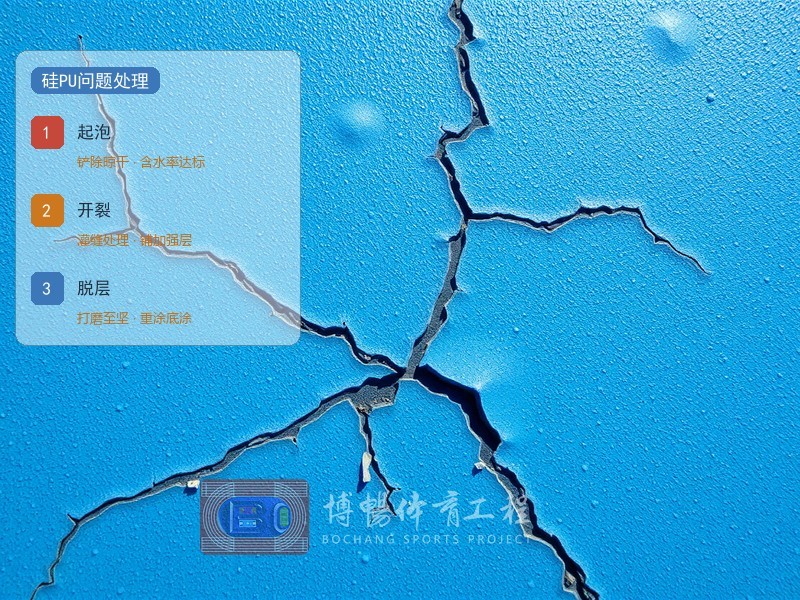 硅PU球场施工常见问题：起泡、开裂与脱层的成因及处理